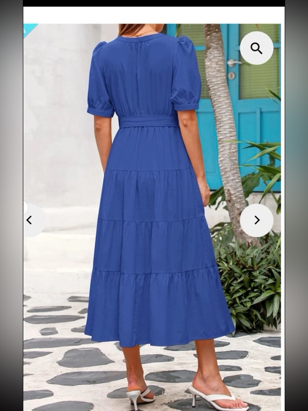 NWT PRETTYGARDEN Midi Dress Casual Short Sleeve V Neck Belted In Blue 
Medium - Picture 3 of 12